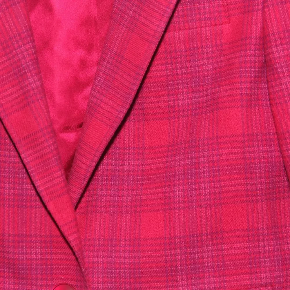 Vintage Miss Pendleton Wool Pink Plaid Blazer Jacket Size M (No size tag) 80s